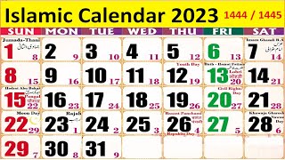 Islamic Calendar 2023  Islamic Calendar 2023 With English Dates  islamic calendar 14441445 Hijri [upl. by Viv]