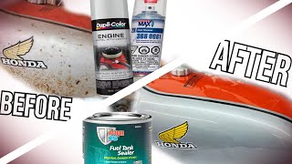 Motorcycle Fuel Tank Restoration UNDER 100  Sealing and Painting [upl. by Ennaeus551]