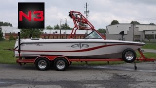 2003 Super Air Nautique 210  Silver CloudDark Red  Walkaround [upl. by Suoicerpal]