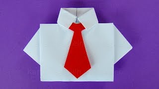 Origami Hemd mit Krawatte Vatertagsgeschenk basteln mit Papier 👔 Geschenkideen Vatertag [upl. by Ahseal]