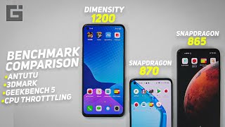 Dimensity 1200 vs Snapdragon 870 vs Snapdragon 865 Benchmark Comparison [upl. by Osugi666]
