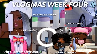 VLOGMAS WEEK FOUR ❄️  Christmas Day car rental road trip airbnb tour  berry avenue roleplay [upl. by Neelrahs609]