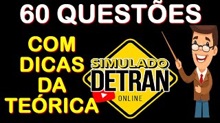 SIMULADO DETRAN ONLINE│60 QUESTÕES ATUAIS COM DICAS ESPECIAIS [upl. by Rennie]