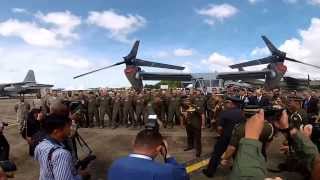 The Sultan of Brunei Tours US C17 C130 and MV22B Aircraft During BRIDEX13 [upl. by Ardnuaed141]