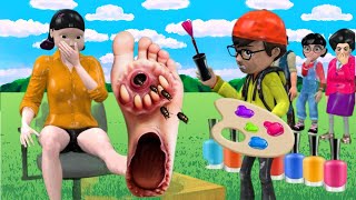 Scary Teacher 3D vs Squid Game Feet Treatment with Doll and Granny or Error 5 Times Challenge [upl. by Desirea]