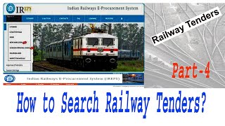 PART4  IREPS Tender Search I Railway Tender Search I Railway Tender I Railway Active Tender [upl. by Eenad]