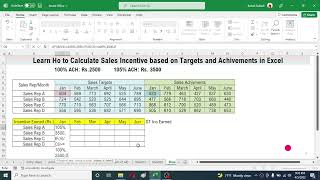 How to Calculate Incentives based on Targets and Achievements in Excel  Sales Incentive Calculation [upl. by Peer]