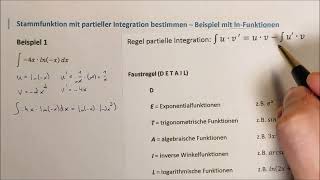 Stammfunktion von lnFunktionen bestimmen  Beispiel 1 [upl. by Donald]