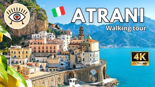 👙 COSTA AMALFITANA  ATRANI  4K Paseo a pie  🌞 Con subtítulos  Pasear por ITALIA [upl. by Hahsi]