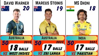 T20I matches  Batting records  Fastest fifties in T20 [upl. by Gussy]