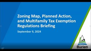 Zoning Map Planned Action and Multifamily Tax Exemption Regulations Briefing September 9 2024 [upl. by Jacoba]