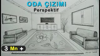 ODA ÇİZİMİ TEK NOKTALI PERSPEKTİF İÇ MEKAN ÇİZİMİ  HOW TO DRAW a ROOM WITH 1 POINT PERSPECTIVE [upl. by Marchall]