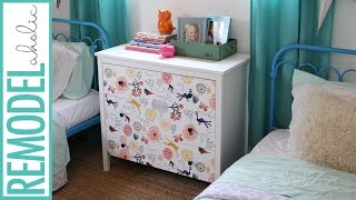 DIY  15 Minute Ikea Dresser Hack  How to Makeover your Dresser using Wallpaper [upl. by Lyrradal825]