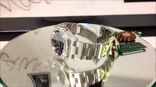 Rolex Air King Watch 114200 Steel Custom Diamond Bezel Review [upl. by Leahicm]