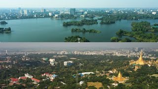 Yangon a green city from the sky Yangon city drone video 2020 La Birmanie vue du ciel [upl. by Aisnetroh6]