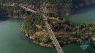 Deception Pass Bridge Washington Aerial [upl. by Eivad]