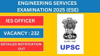 UPSC ESE 2025 Detailed Notification Out  ESE 2025 Vacancy Eligibility Syllabus  Jobs Junction [upl. by Ajnat532]