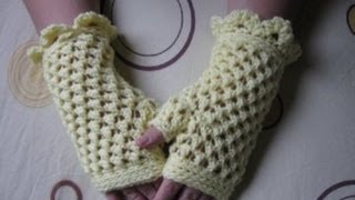 How to Crochet Finger less Crochet Gloves  Butterfly Stitch Gloves  Left Handed Crochet Tutorial [upl. by Nylirrehs]