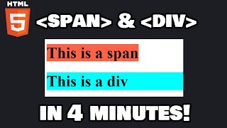 Learn HTML span amp div in 4 minutes 🏁 [upl. by Trix]