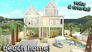 Tropical Bloxburg BEACH HOUSE Build 2 Story Tutorial WITH VOICE [upl. by Yenittirb926]