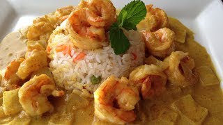 CAMARONES AL CURRY DELICIOSA RECETA [upl. by Anirda49]