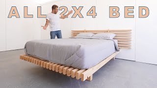 DIY Platform Bed Made from ONLY 2x4s  Modern Builds [upl. by Helbonnah]