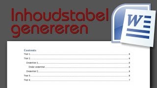 Cursus Word Les 3 De Inhoudstabel Automatisch Genereren [upl. by Suedama783]