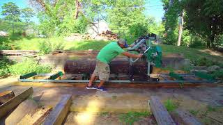 Milling Hickory Slabs with the Woodland Mills HM126 14hp with blade chage mid log [upl. by Nodnal458]