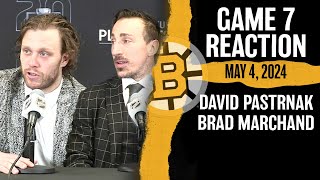 David Pastrnak Brad Marchand React to Bruins Game 7 OT Win Over Leafs [upl. by Joceline]