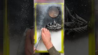 💥Spray painting black amp white art sprayart spraypaint black landscape painting viral [upl. by Oralie]