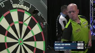 NINEDARTER Michael van Gerwen v Chris Dobey 2023 Players Championship 24 [upl. by Levan]