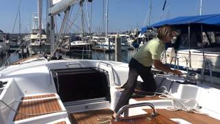 Operating the electric furling mainsail on the Jeanneau 57 [upl. by Ailil]