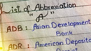 List of Abbreviation  A   Important full form in English  Learn And Write [upl. by Aizti929]