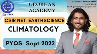 Important Question Climatology Sept 2022 CSIR NET EARTH SCIENCE  Geokhan Academy Jaipur [upl. by Idnal]