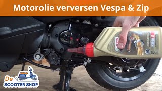 Olie verversen  oliefilter vervangen Piaggio Zip amp Vespa 4 takt  Montagevideo  De Scooter Shop [upl. by Trudy]