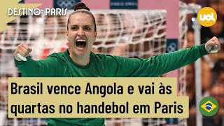 OLIMPÍADAS 2024 BRASIL VENCE ANGOLA E AVANÇA ÀS QUARTAS DE FINAL NO HANDEBOL EM PARIS [upl. by Allis576]