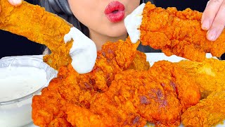 ASMR NASHVILLE HOT FRIED CHICKEN TENDERS amp GIANT POTATO WEDGES DIPPED IN RANCH EATING SOUNDS [upl. by Suvart393]