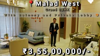 Best Place to Buy 3 BHK flat in Malad West  Private lobby  ☎️91 86550 77600  propertyinmumbai [upl. by Anaes]