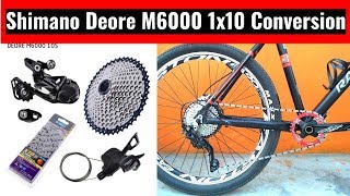 SHIMANO DEORE M6000 10 SPEED 1X CONVERSION  3X8 TO 1X10  Square Taper to Hollow Tech 2 [upl. by Dagna113]