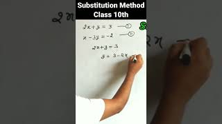 Substitution method class 10  Linear equations shorts [upl. by Tamis819]