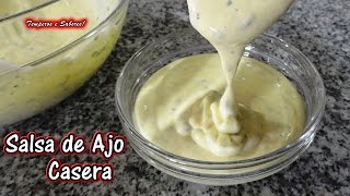 SALSA DE AJO Casera  receta rápida  Castellano [upl. by Ausoj]