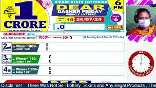 Dear lottery live 6PM 8PM Lottery live result today 26072024 sikkim and nagaland lottery live [upl. by Lipscomb]