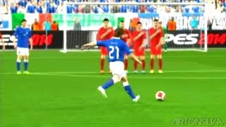 PES 2014 Pirlo Golaço de Falta Amazing Free kick HD [upl. by Nylevol]