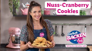 Cookie Rezept mit Nüssen und Cranberry  einfach amp schnell  BackRezept für Lidl von Sallys Welt [upl. by Aicetel]