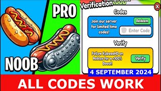 ALL CODES ❄️ WINTER Hotdog Eating Simulator ROBLOX  SEPTEMBER 4 2024 [upl. by Leonor929]