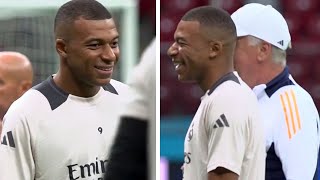 Kylian Mbappe ALL SMILES as Real Madrid train 😁 Camavinga suffers injury ⚽ Real Madrid v Atalanta [upl. by Artemed]