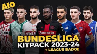 AIO Bundesliga Kitpack 202324 Season  League Badge  Football Life 2024 and PES 2021 [upl. by Helman]