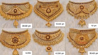 Latest Gold CHOKER Necklace With Weight And Price  Bridal Choker Necklace Designs [upl. by Zantos579]