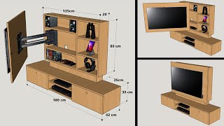 HOW TO MAKE A TV PANEL WITH FLOATING CABINET STEP BY STEP [upl. by Clapper]