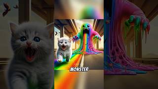 kitten chased by rainbow slime cat cats catvideos cutecat catlover [upl. by Nelra]